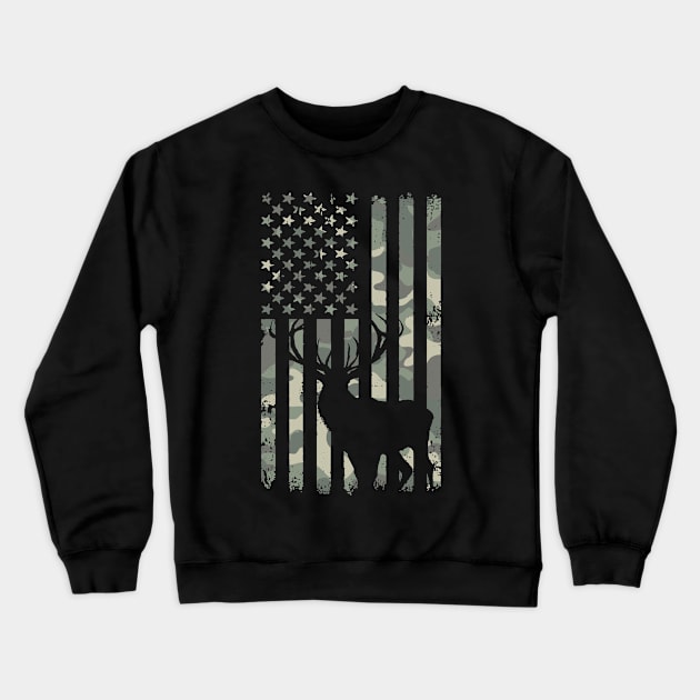 Camo Deer Hunter Flag Crewneck Sweatshirt by Etopix